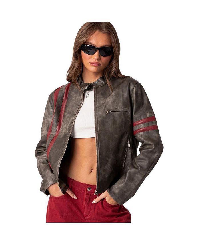 Edikted Women's Thunder washed faux leather jacket - Macy's