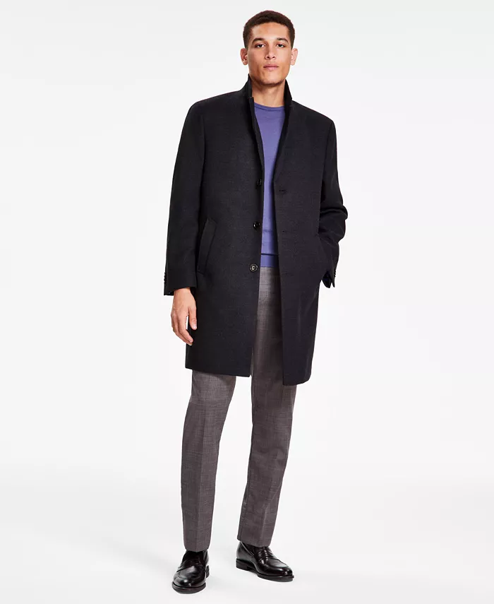 Men's Classic-Fit Solid Overcoats - thumbnail 4