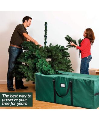 9 ft Christmas Tree Storage Bag - Waterproof, Heavy-Duty 600D Oxford Christmas Tree Bag - Reinforced Handles, Dual Zipper, Label & Side Pocket - Protection From Dust, Water - Green, 50x15x20 