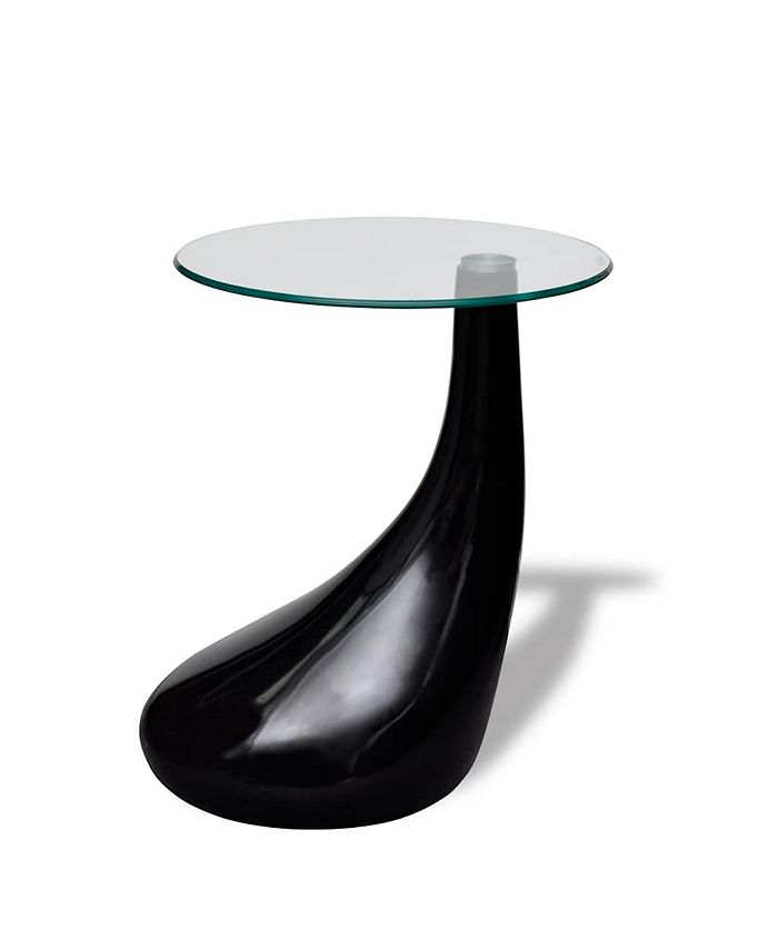 vidaXL Coffee Table with Round Glass Top High Gloss Black Macy's