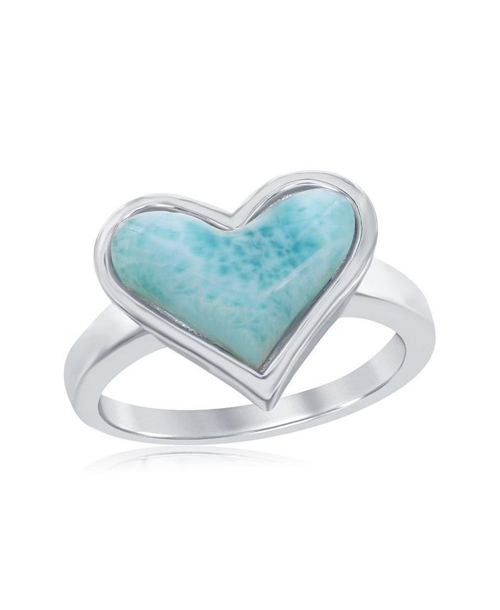 Caribbean Treasures Sterling Silver Heart-Shaped Larimar Ring - Macy's