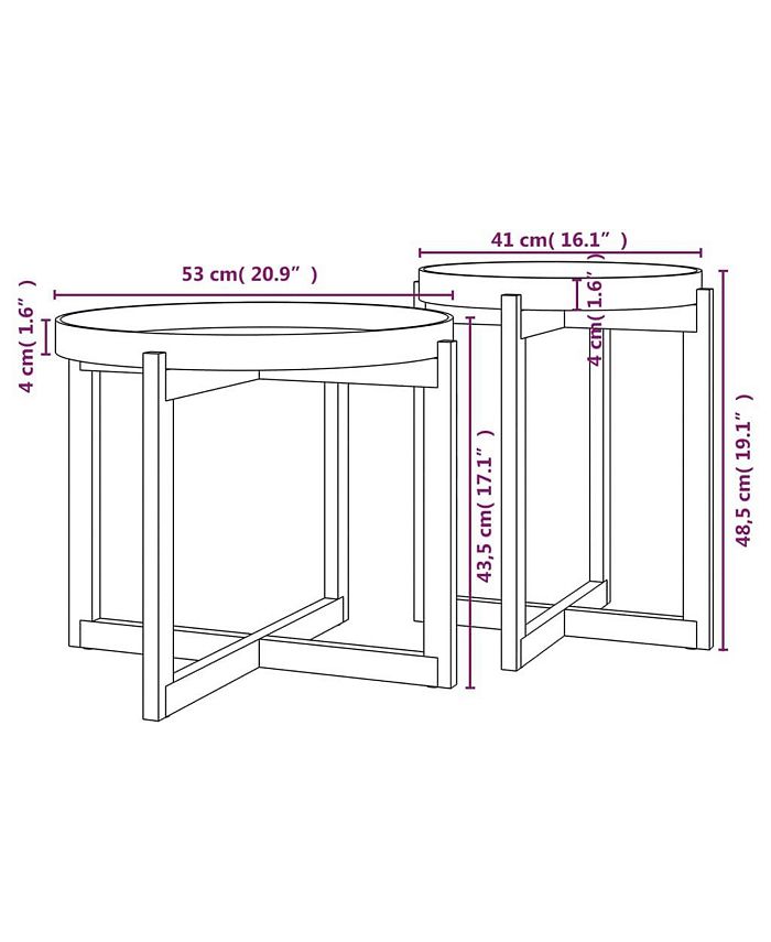 vidaXL Coffee Tables 2 pcs Gray Engineered Wood and Solid Wood Pine