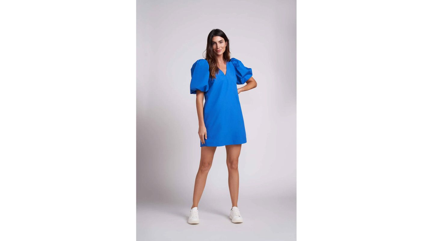 Женское платье Caldwell Collection Rylie Balloon Sleeve Mini Dress with Optional Belt, цвет: Сапфировый синий — фото 3