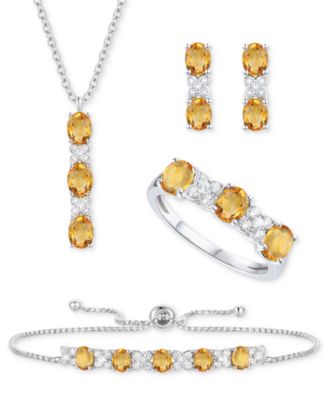 Macy's - 5-Pc. Set Amethyst (4-5/8 ct. t.w.) & Lab-Grown White Sapphire (3/4 ct. t.w.) Ring, Pendant Necklace, Bracelet, & Stud Earrings in Sterling Silver (Also in Additional Gemstones)