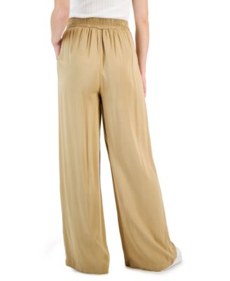 Women's Pleat-Front Wide-Leg Soft Pants, Regular & Petites