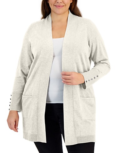 Alfani Plus Size Open-Front Duster Cardigan, Created for Macy's - Macy's