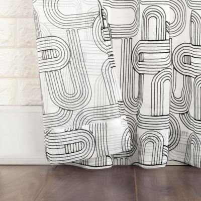 Kaz Embroidered Retro Like Curves Sheer Rod Pocket Curtain Panel