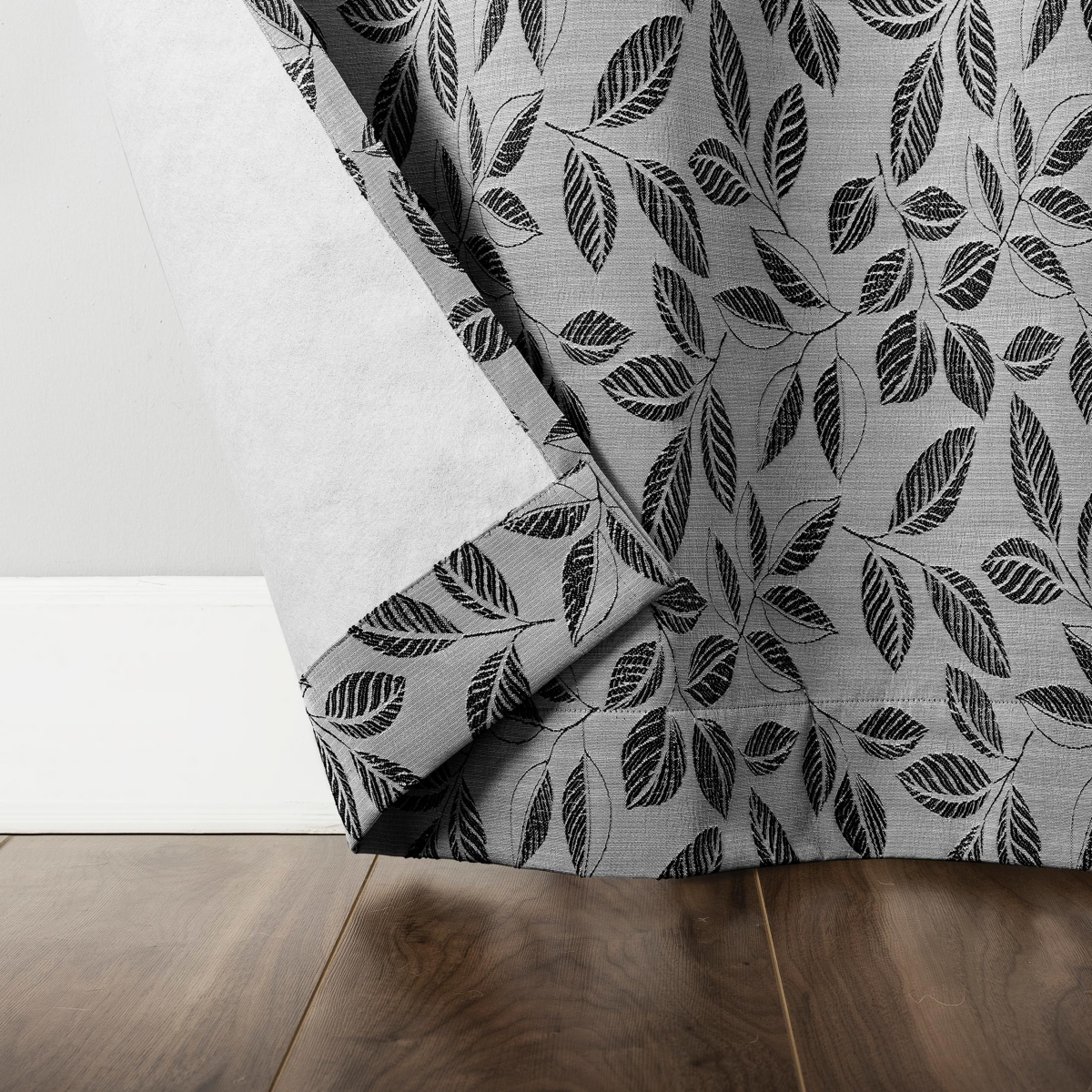 Satti Embroidered Leaf 100% Blackout Grommet Curtain Panel
