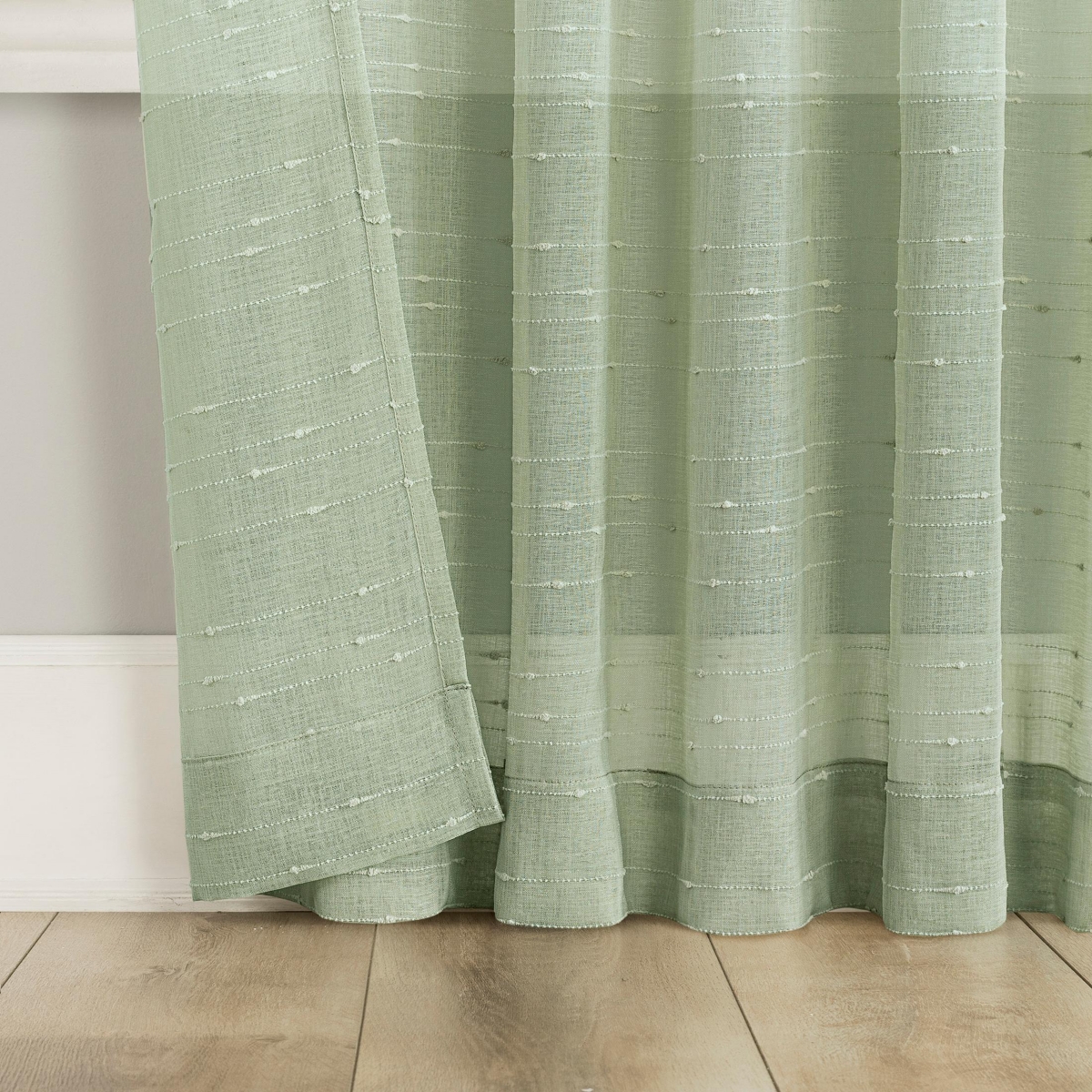Noemi Slub Stripe Rope Tab Semi-Sheer Tab Top Curtain Panel