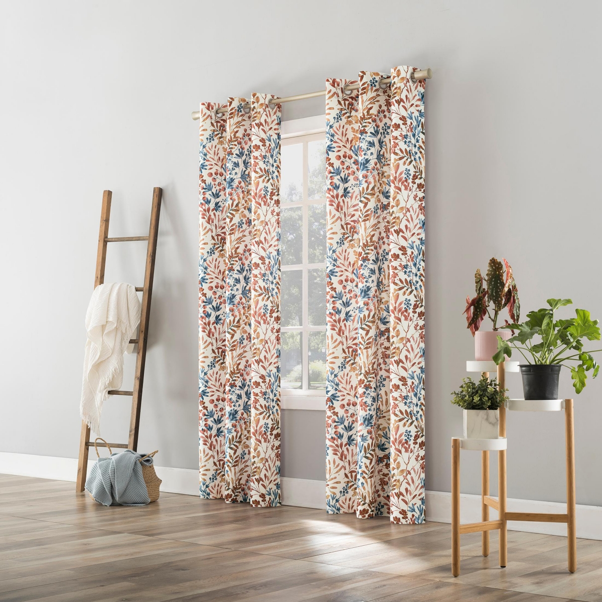 Amelie Botanical Print Room Darkening Grommet Curtain Panel