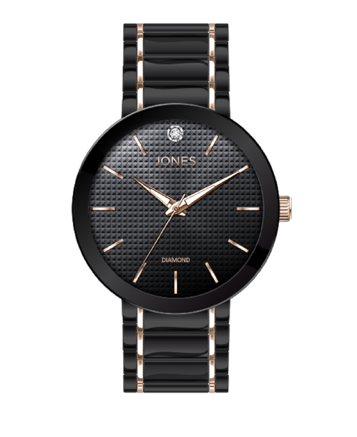 Jones New York Men's Analog Shiny Two-tone Metal Bracelet Watch 42mm In Black,gun