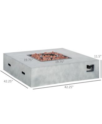 Outdoor Propane Fire Pit Table Faux Grey Ledge Stone 42-inch Square Fire Table, 50,000BTU Auto Ignition Gas Firepits with Protective Cover, Lava Rocks, CSA Certification for Outdoor, Grey