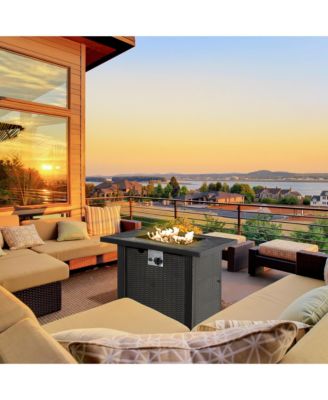 Propane Fire Pit Table 50,000BTU Outdoor Auto Ignition Firepit w/ Cover