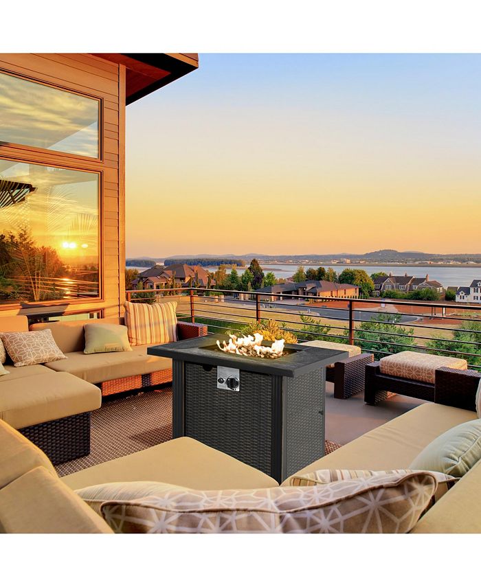 Outsunny 30 Inch Outdoor Propane Gas Fire Pit Table, 50,000 BTU Auto