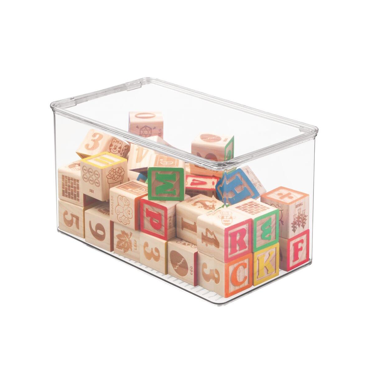 Plastic Playroom/Gaming Storage Organizer Box, Hinge Lid - 12.75 x 7.25 x 5 - Clear