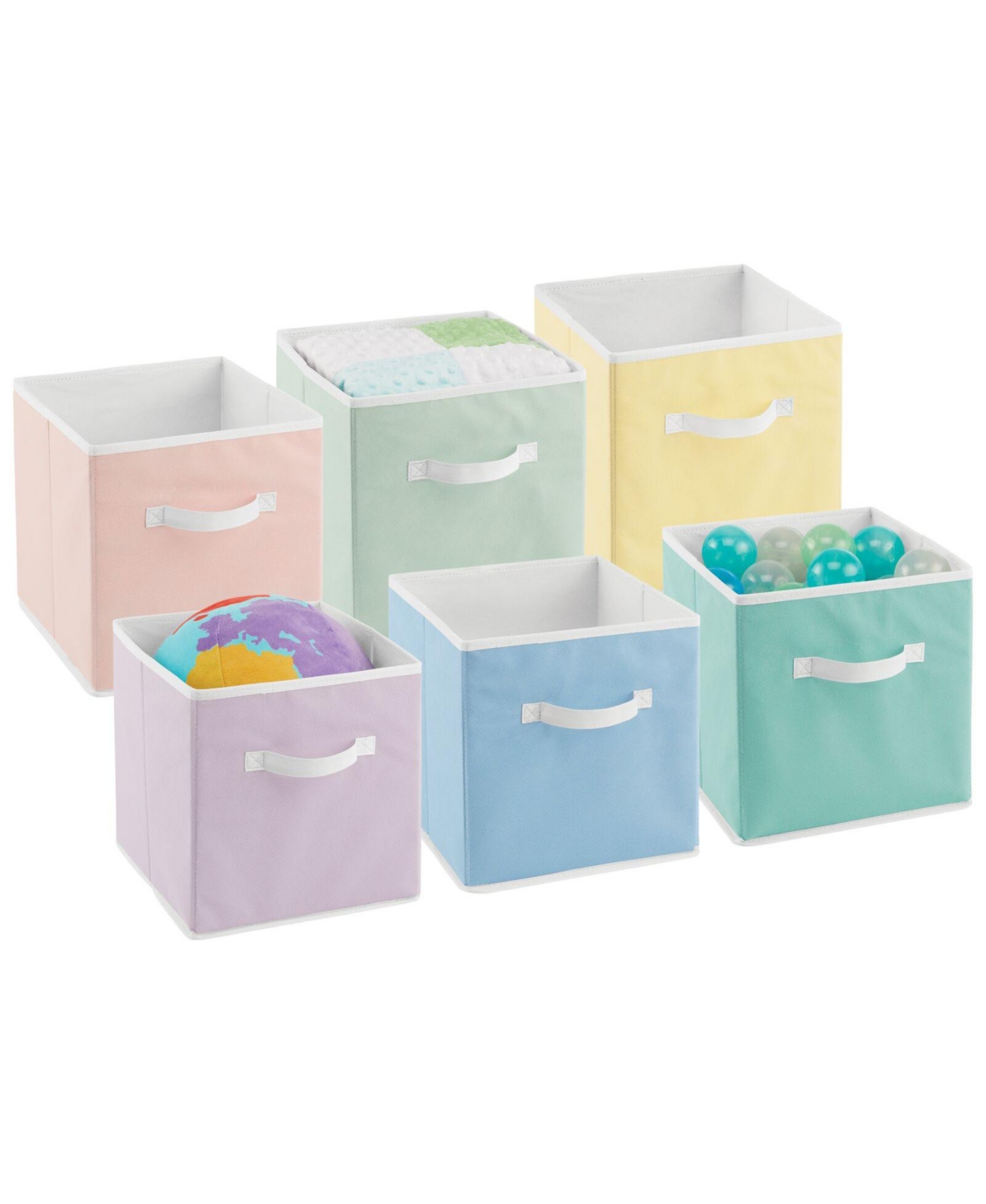 Small Fabric Organizer Cube Bin with Handle, 6 Pack, Bright Multicolor - Bright multi