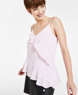Bar III - Women's Ruffled V-Neck Sleeveless Chiffon Top