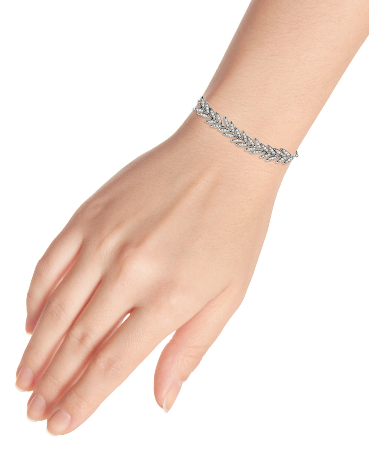 Cubic Zirconia Feathered Bolo Bracelet  Created for Macy's - Sterling Silver