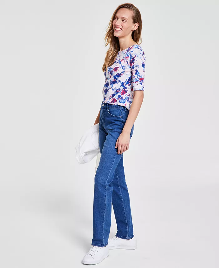 Petite Amanda High Rise Straight-Leg Jeans, Petite & Petite Short - thumbnail 3