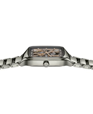 Unisex Swiss Automatic True Square Open Heart Diamond (1/10 ct. t.w.) Gray Ceramic Bracelet Watch 38mm