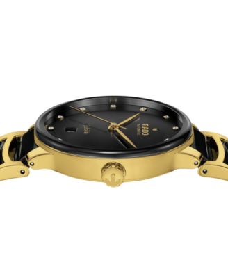 Unisex Swiss Automatic Centrix Diamond (1/10 ct. t.w.) Black Ceramic & Gold PVD Stainless Steel Bracelet Watch 40mm