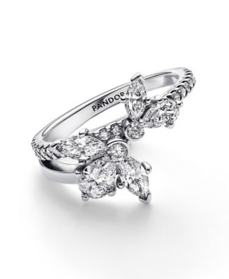 Cubic Zirconia Asymmetrical Herbarium Cluster Ring