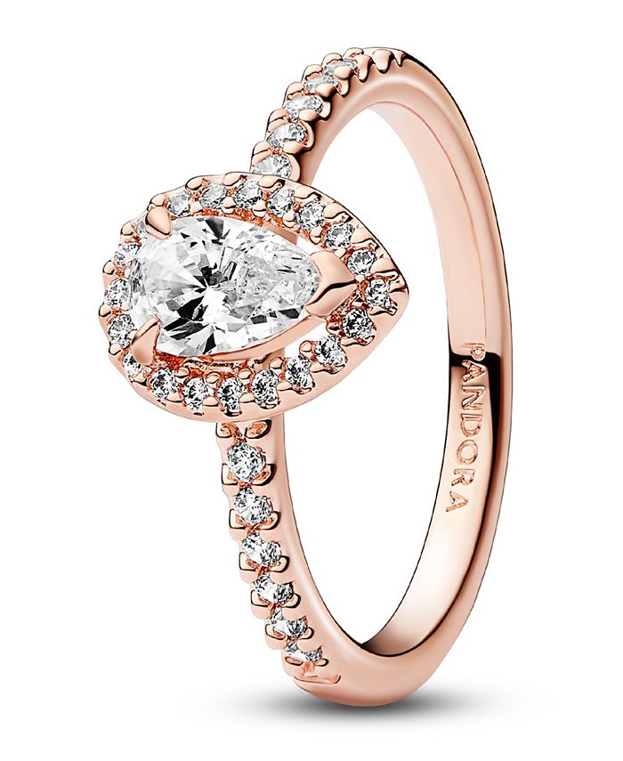 Pandora Cubic Zirconia Pear Halo Ring Macy's