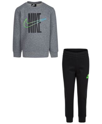 Nike Little Boys Fleece Crew Sweatshirt and Pants, 2 Piece Set - Macy's