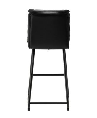 Set of 2 Leatherette Modern Thick Bar Stool with Metal Legs