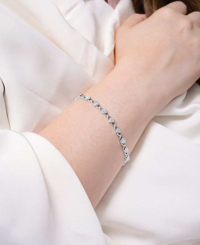 Macy's Diamond Heart Link Bracelet (1/10 ct. t.w.) in Sterling Silver