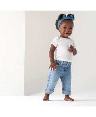 Baby Boys Neutral Straight Fit Jeans With Elastic Back