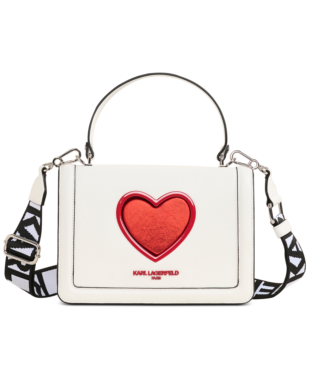 Karl Lagerfeld Simone Flap Leather Crossbody In White,red