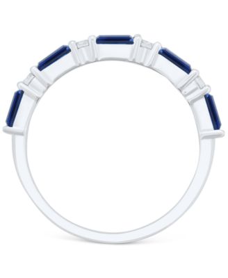 Lab-Grown Blue Sapphire (5/8 ct. t.w.) & Lab-Grown White Sapphire (1/5 ct. t.w.) Stack Ring in Sterling Silver