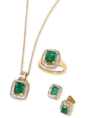 EFFY&reg; Emerald (1-3/8 ct. t.w.) and Diamond (1/2 ct. t.w.) Necklace in 14k Gold