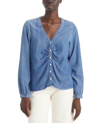 Levi's - Women's Zenda Ruched Long-Sleeve Blouse