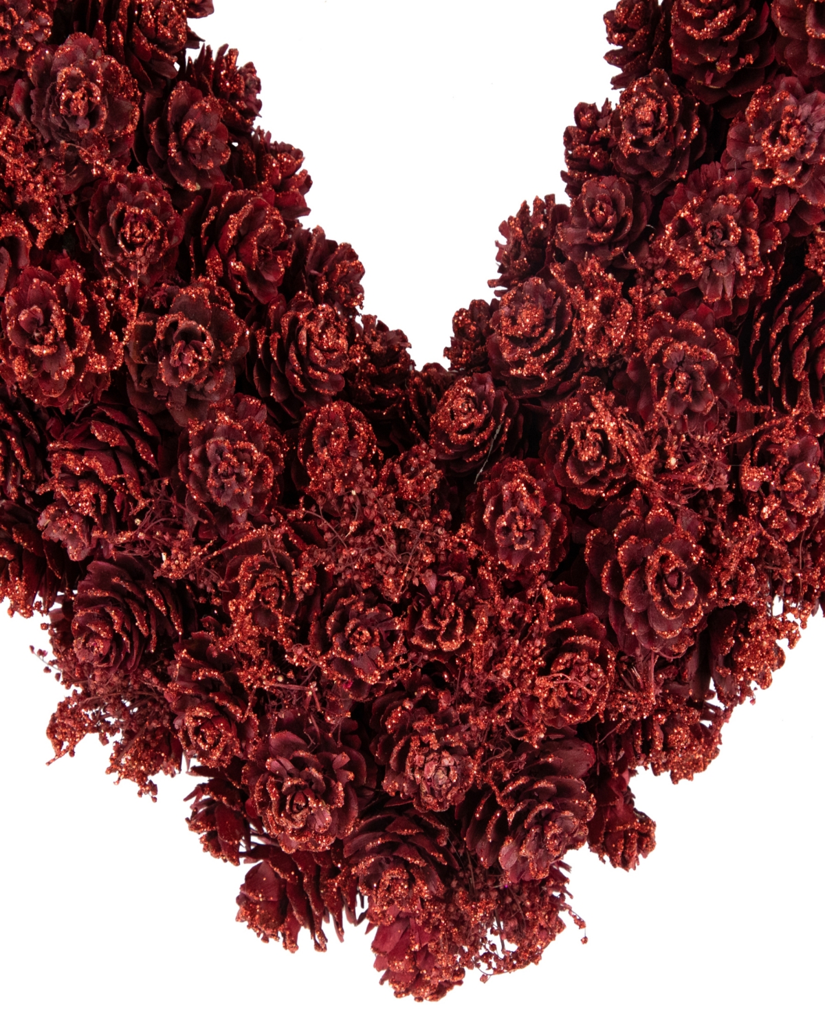 Northlight 14" Pine Cone Rose Valentine's Day Wooden Heart Wreath In Red