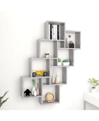 Wall Cube Shelf Concrete Gray 35.4"x5.9"x46.9" Engineered Wood
