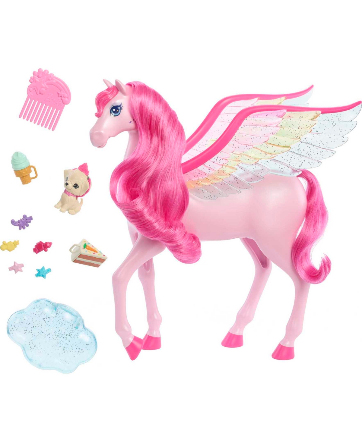 Shop Barbie Pink  Pegasus With Puppy, Winged Horse Toys,  A Touch Of Magic In Multicolor