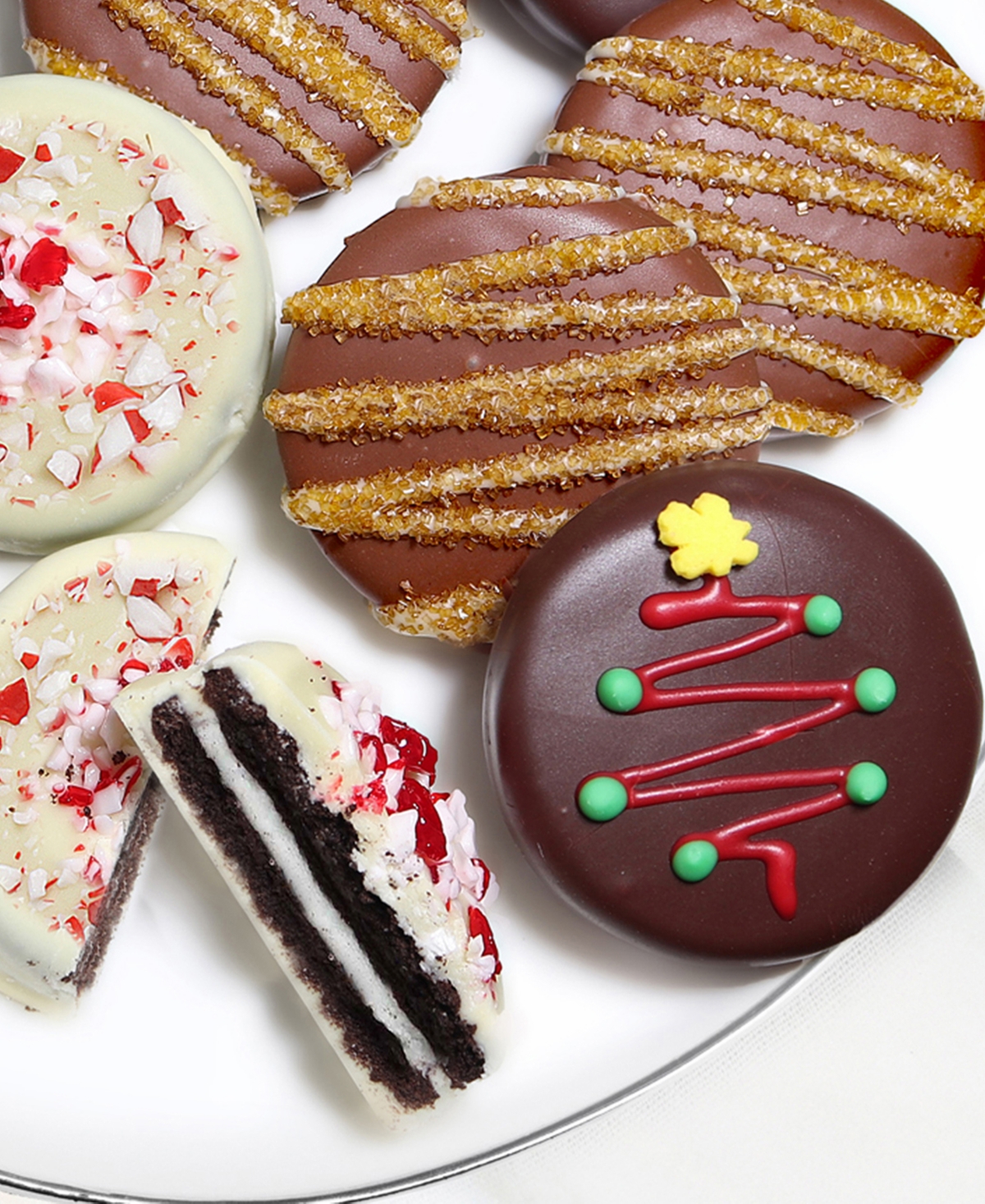 Chocolate Covered Company Holiday Peppermint Tree Belgian Chocolate Covered Oreo Cookies - 12 Pc