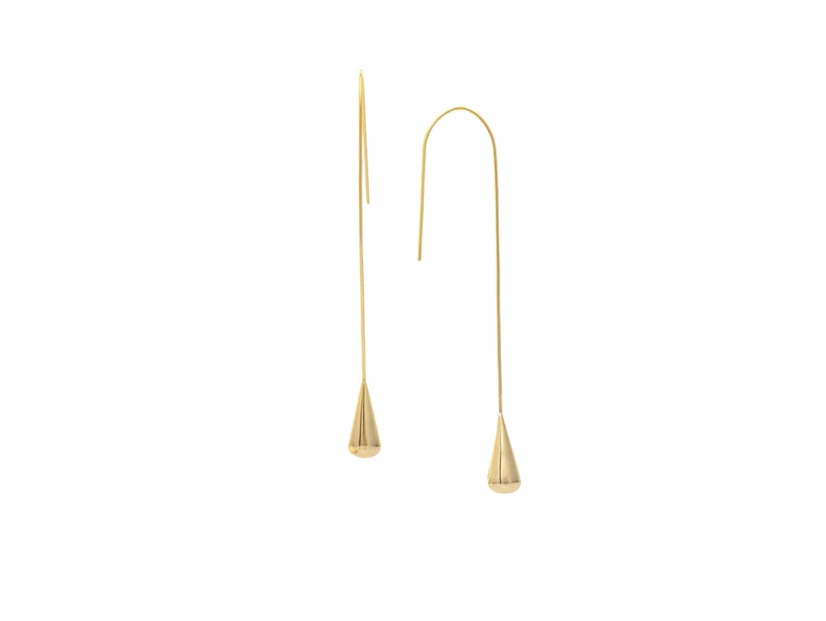 Polished Drop Threader Earrings - Gold