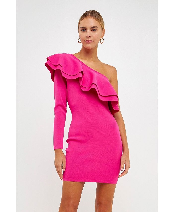endless rose Women's One Shoulder Knitted Mini Dress - Macy's
