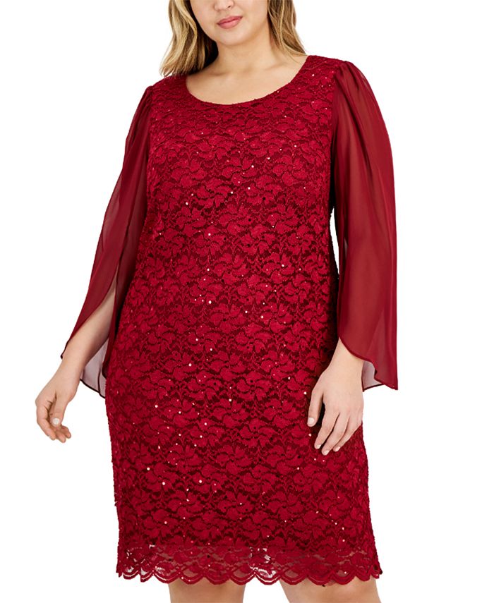 Connected Womens Sequined Lace Sweetheart Sheath Dress Red Size 10 main image 1
