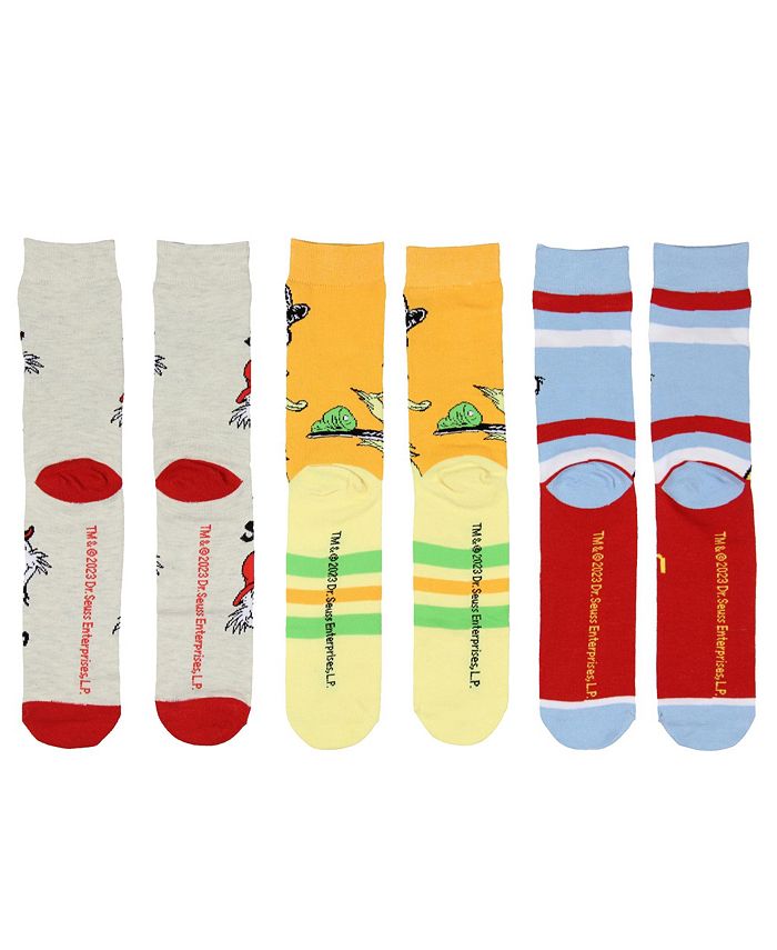 Dr. Seuss Green Eggs And Ham Socks In A Box Adult Unisex Mid Calf Crew