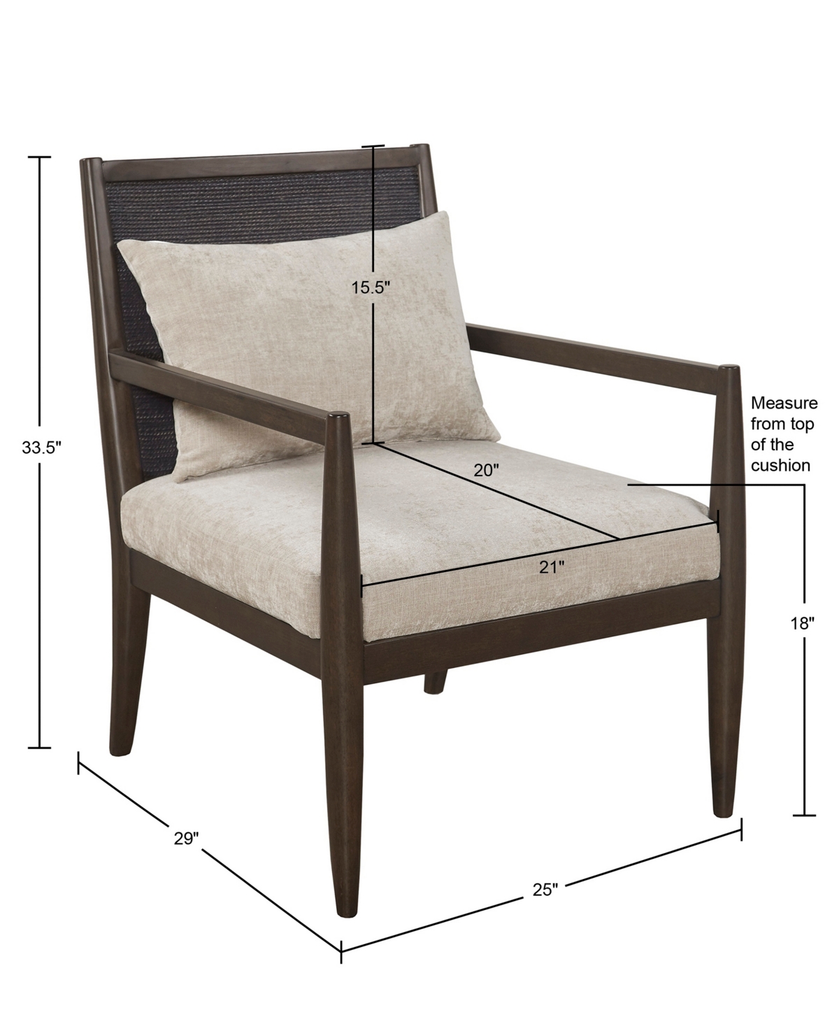 Madison Park Lillie Wide Wood Removable Seat Cushion and Back Pillow with Handcrafted Sea Grass Back Armchair