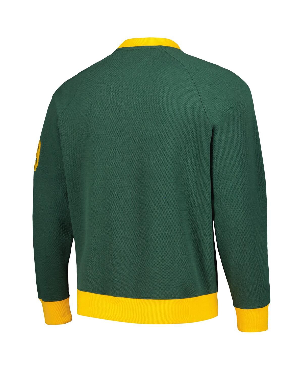 Shop Tommy Hilfiger Men's  Green, Gold Green Bay Packers Reese Raglan Tri-blend Pullover Sweatshirt In Green,gold