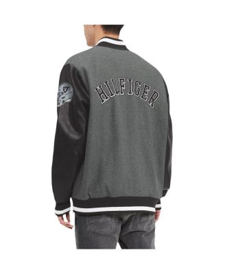Men's Heather Gray, Black Las Vegas Raiders Gunner Full-Zip Varsity Jacket