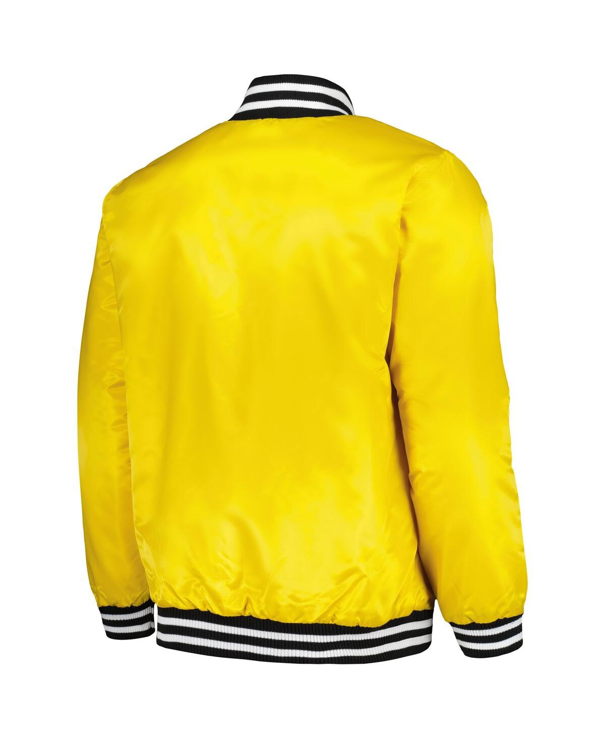 Men's StarterAtlanta Braves Cross Bronx Fashion Satin Full-Snap Varsity Jacket - Gold