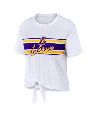 Women's White Los Angeles Lakers Tie-Front T-shirt
