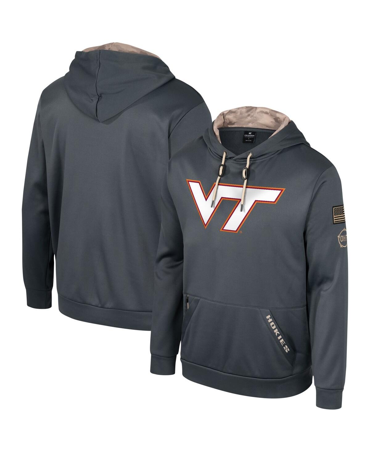 Shop Colosseum Men's  Charcoal Virginia Tech Hookies Oht Military-inspired Appreciation Pullover Hoodie