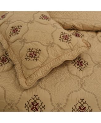3 Piece Quilted Embroidery Quilts Bedspreads Set Emma Queen